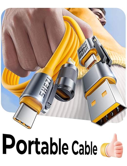 240W USB C to Lightning Cable(5FT), 4-in-1 Charging Cable for Car, USB-A/C to Lightning/Type-C for iPhone Air 17 16 Pro Max/Samsung/MacBook/iPad/Switch, Multi Cords Charger for All Devices