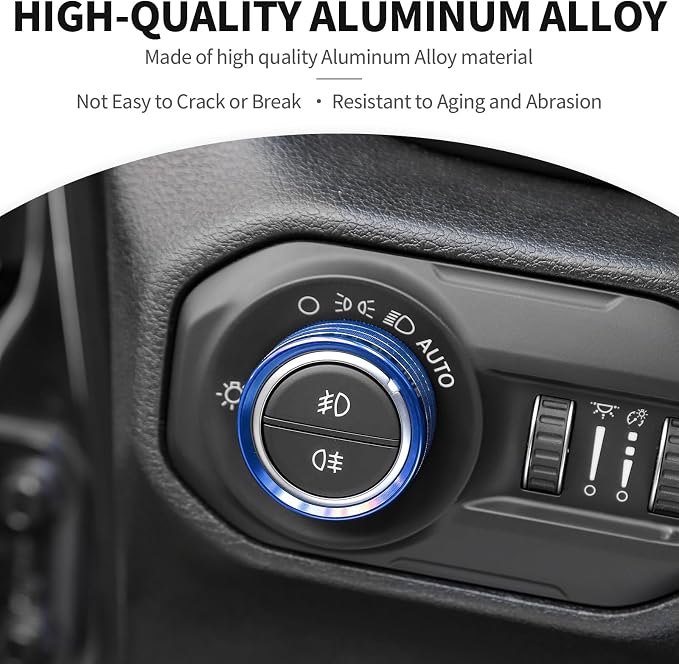 JeCar JL Switch Button Covers Window Control Air Conditioner Headlight Volume Radio Knob Trims Interior Accessories Compatible with Jeep Wrangler JL JLU 2018-2026 & Gladiator JT 2020-2026, Blue