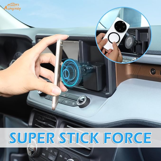 Car Dashboard Hidden Screen Drawer Organizer with Magnetic Suction Phone Holder Compatible with Ford Maverick 2022-2024, Multimedia Display Right Side Panel Storage Box Dash Cubby Insert Accessories