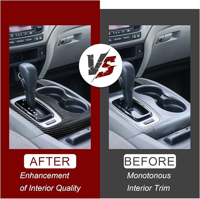 Real Carbon Fiber Center Console Gear Shift Panel Trim & Cup Holder Panel Trim Compatible with 2016-2022 Honda Pilot, Interior Decor Sticker Accessories
