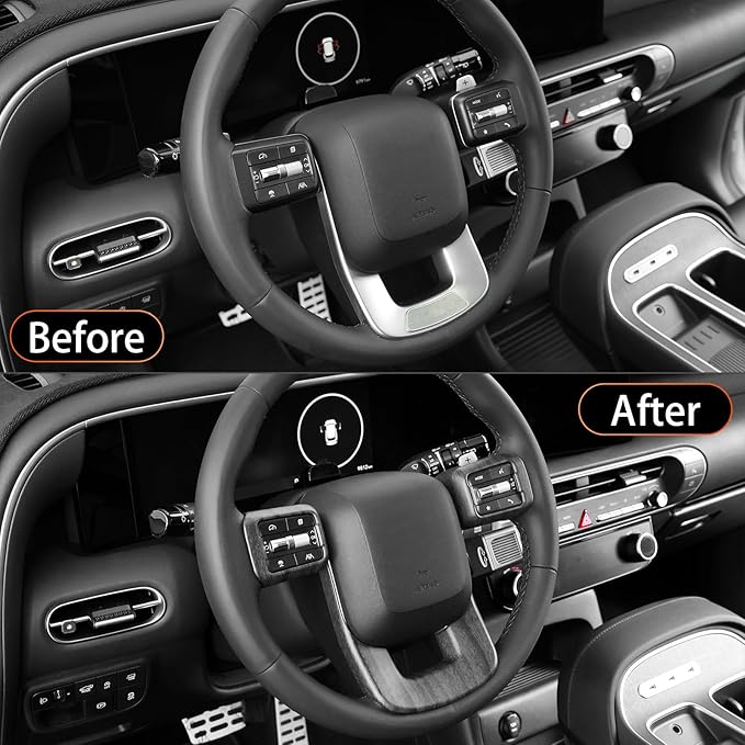 YOUTOOCAR Steering Wheel Cover Trim Compatible with Hyundai Santa Fe 2024-2026 Hyundai Palisade 2026 Hyundai IONIQ 9 Accessories (Wood Grain)