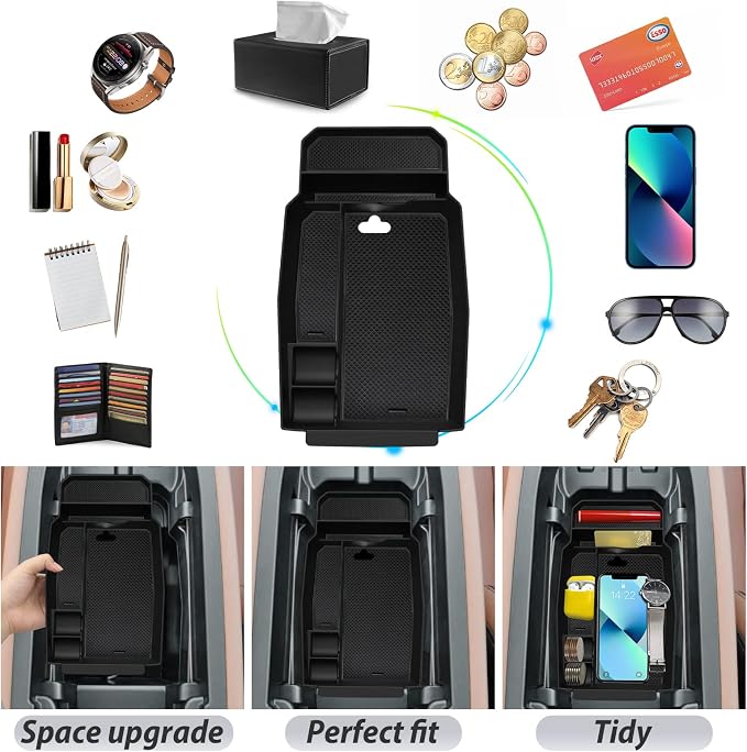 SKTU for 2023 2024 2025 2026 Mazda CX-50 Center Console Organizer 2024 2025 2026 CX50 Console Tray 2023 2024 2025 2026 CX50 Accessories ABS Armrest Secondary Storage Box with Coin Holder