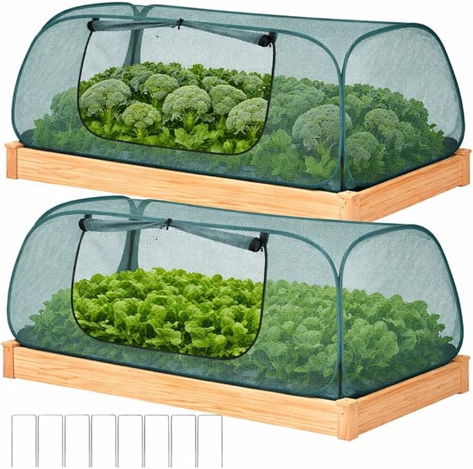 2Pack Raised Garden Bed Covers(45"X22"X18"), Pop Up Mesh Plant & Vegetable Cover,30% Sunblock Plant Shade Tent, Outdoor Planter Protection, Sun & Insect Guard