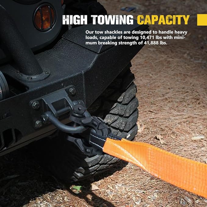 BUNKER INDUST 3" x 20ft Heavy Duty Tow Strap Recovery Kit + 3/4" D Ring Shackle with 7/8" Pin