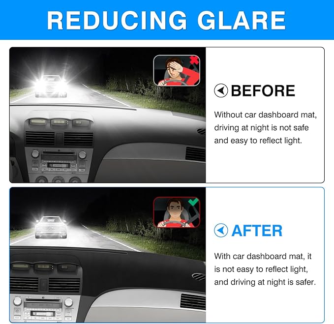 Autorder Dashboard Cover Mat for Toyota Solara 2004-2008 Accessories Dash Cover Upgrade Flannel Dash Mat Sunshade Glare UV Rays Protector (with Cutout for Climate Sensor and Light Sensor)