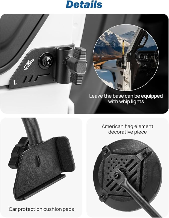 JOYTUTUS Doors Off Mirrors Compatible with 2018-2026 Wrangler JL & 2020-2026 Gladiator JT, Door Hinge Side 6 Inch Mirror, Broad vision No Vibrate & Wobble