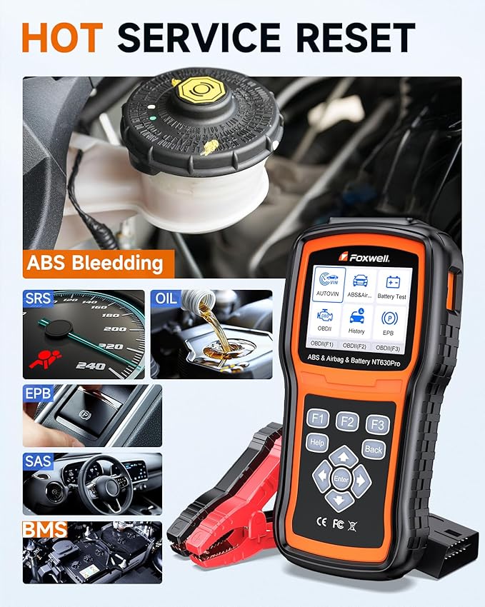 2026 2-in-1 FOXWELL NT630 Pro ABS SRS Scan Tool & Battery Tester, Upgraded from NT630 Plus, OBD2 Scanner with 12V Battery Load Analyzer(100-3000CCA), ABS Bleed, BMS/Oil/SAS/EPB Reset, Live Data