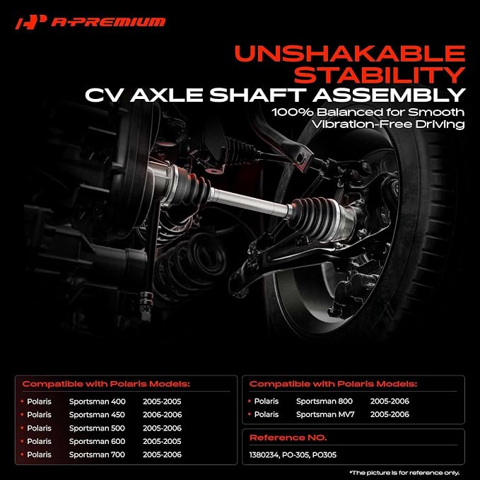 A-Premium Pair (2) Front CV Axle Shaft Assembly Compatible with Polaris Sportsman 400/600 4X4 2005, Sportsman 450 2006, Sportsman 500/700/800/MV7 2005-2006, Driver and Passenger Side, Replace# 1380234