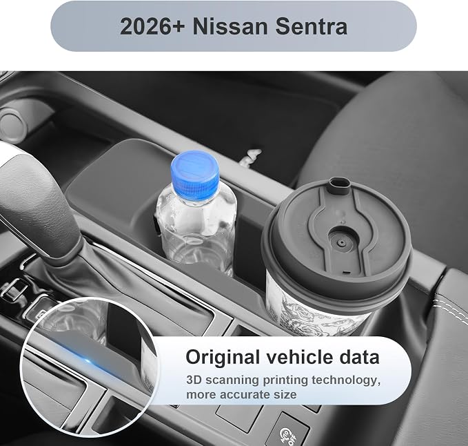 SKTU 2026 Sentra Cup Holder for 2026+ Nissan Sentra (S/SV/SR/SL) Central Control Cup Holder Nissan Sentra 2026 Accessories Non-Slip Rubber Cup Pad-Durable
