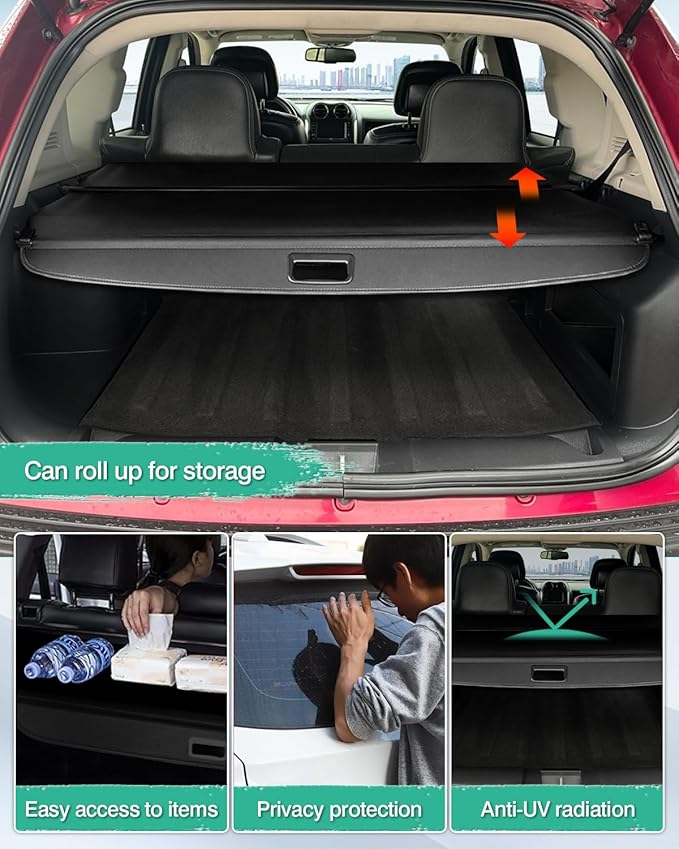 Powerty Cargo Cover for Jeep Patriot & Compass 2007-2016 Accessories Trunk Cover Retractable Trunk Shielding Shade Cargo Luggage Cover No Gap (Not Fit 2017 Jeep Patriot)