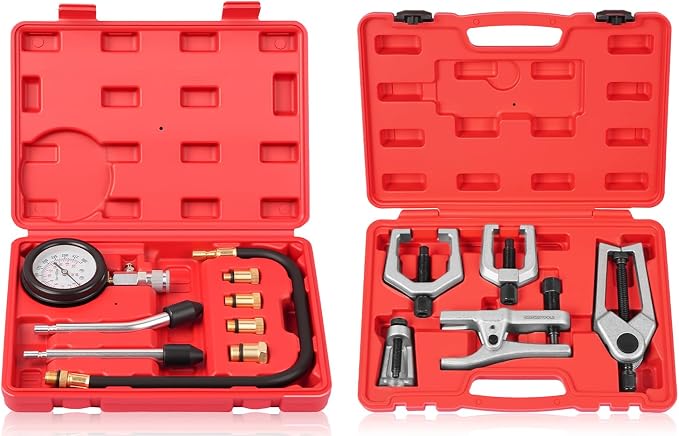 DAYUAN 8pcs Professional Petrol Engine Compression Tester Kit Bundle with DAYUAN 5pcs Professional Front End Service Tool Kit