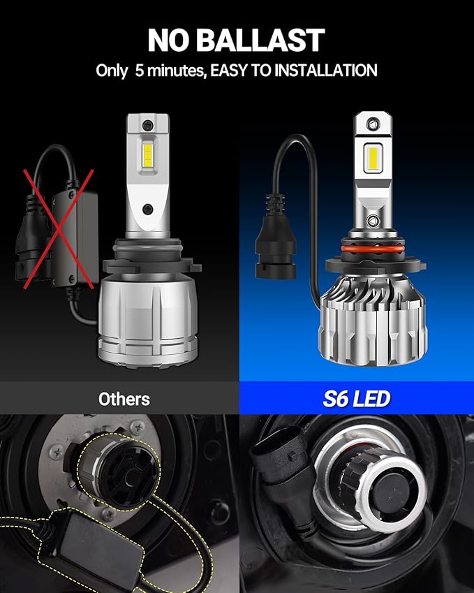 SEALIGHT 9005 9006 Bulb Combo, 92000LM 800% Super Bright 5 Mins Installation, 60000H Lifespan, 6500K Cool White 9005/HB3 9006/HB4 Fog Light Bulbs, Pack of 4