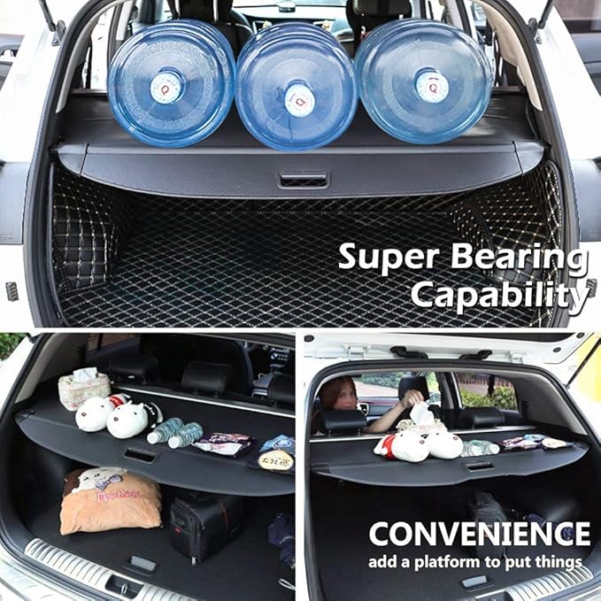 Trunk Cargo Cover For Chevy Chevrolet Equinox GMC Terrain 2018 2019 2020 2021 2022 2023 2024 2025 Retractable Rear Trunk Cargo Luggage Security Shade Cover Shield Waterproof All Weather (Black)