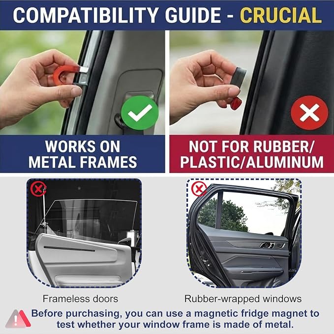 XCBYT Magnetic Car Window Shades for Rear Side Windows, 2 Pack Blackout Sun Shades, 100% Light Blocking UV & Heat Protection Car Curtains with Mosaic Pattern for Travel & Daily Use