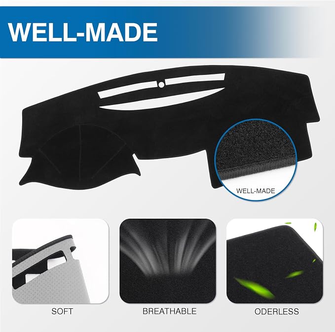 KUST Black Dash Cover Compatible with Toyota Camry 2007-2011 Polyester Dashboard Cover Non-Slip Dash Protector Interior Accessories for Camry Custom Fit Dash Mat No Glare