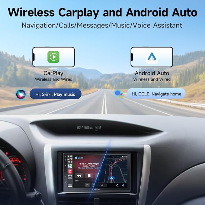 ATOTOZONE AC-4450 Bluetooth OBDII/OBD2 Car Diagnostic Scanner/Scan Tool,for A5LG2B7T-S12,7 Inch Android Car Radio Double Din with Backup Camera & DVR Dashcam, Wireless CarPlay Android Auto Car Stereo