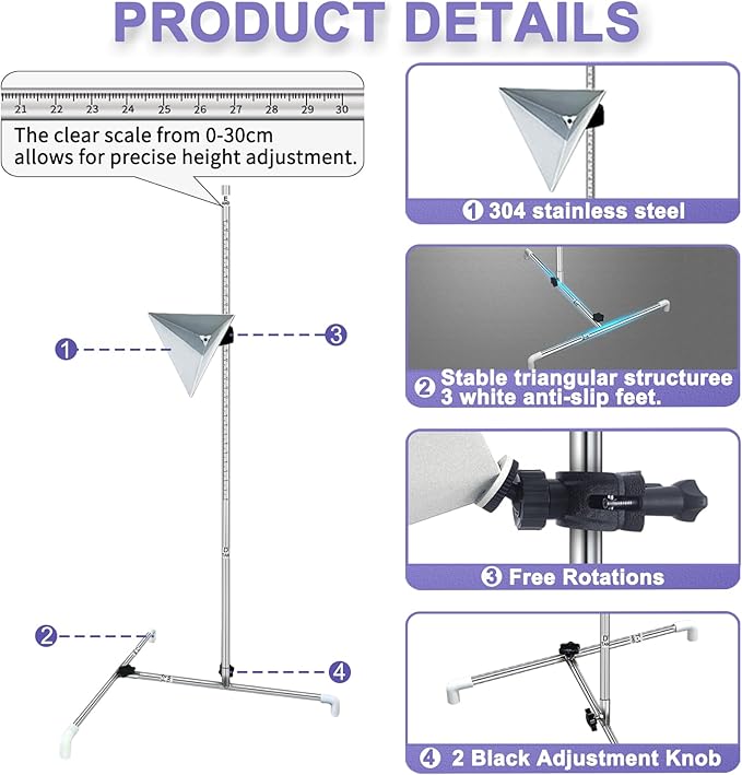 ADAS Calibration Professional Tool Kit with Radar Aiming Corner Reflector Target Include Stand Marked with 0-30cm Scale- Compatible with Honda, Toyota, Mazda, Kia, Ford, GM and Hyundai