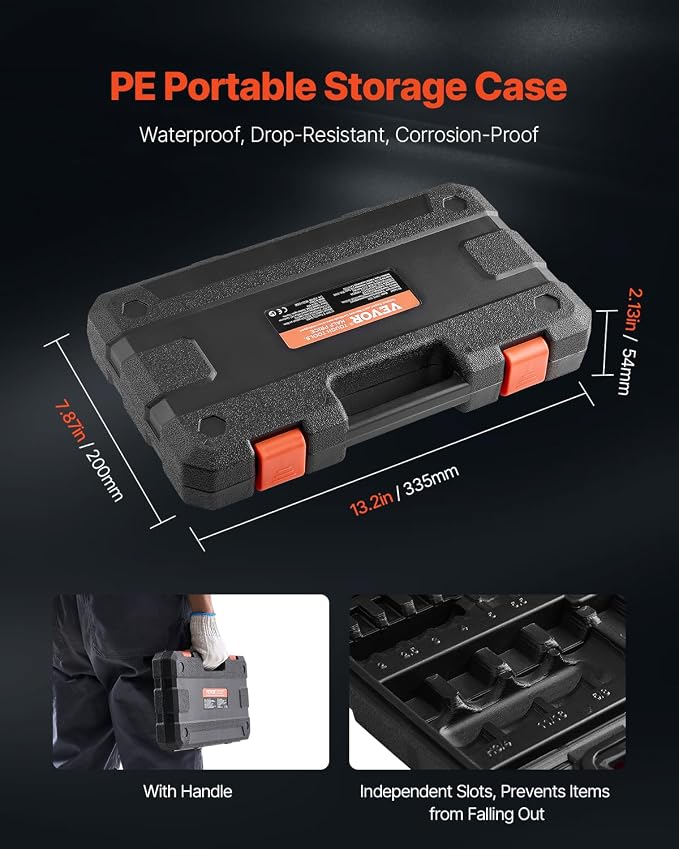 VEVOR Hex Bit Socket Set, 32-Piece, S2 Alloy Steel and Cr-V Steel, Standard SAE and Metric, 1/4 in, 3/8 in, and 1/2 in Drives, with Enhanced Storage Case, Allen Socket Set for Mechanics, Auto Repair