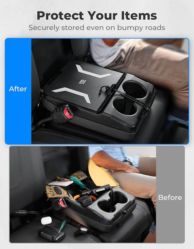 KEMIMOTO UTV Center Console Cover No Drilling Rust-proof Aluminum Plate Compatible with CFMOTO UFORCE 1000 /UForce 1000 XL 2019-2025 With Mesh Bag Accessories Parts(Not include cup holder)