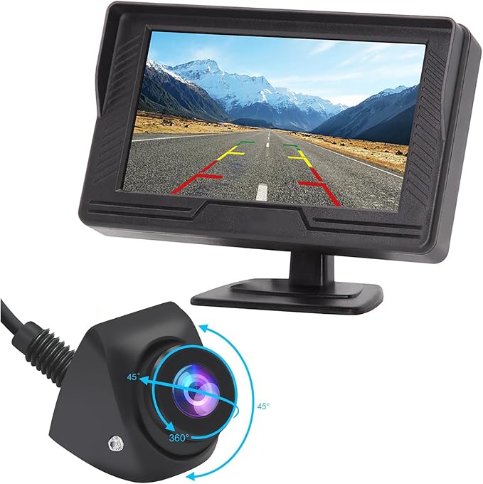Car Backup Camera Monitor System Rear View Reverse Camera Waterproof Night Vision DIY Guide Lines LCD 1080P Display for Cars Truck Off-Road SUV Van Jeep UTV