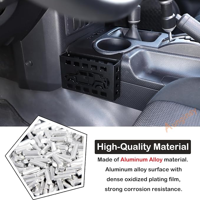 Aunginsy Center Console Gear Storage Box Basket Fit Toyot@a FJ Cruiser 2007-2024 Aluminum Gear Shift Side Storage Baskets Center Console Organizer Tray Armrest Storage Box Basket Interior Accessories