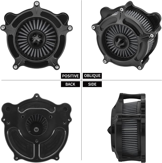 Air Cleaner Filter Aluminum Fit for Harley Touring Road King Street Glide Softail Sportster Dyna (Black Housing Grey Element, C For Touring 08-16,Softail 16-17,Trike 08-16)