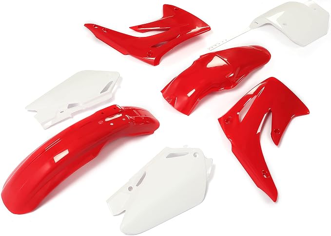 HECASA Complete Replacement Plastic Kit Compatible with 2003-2007 Honda CR85R (Red/White)