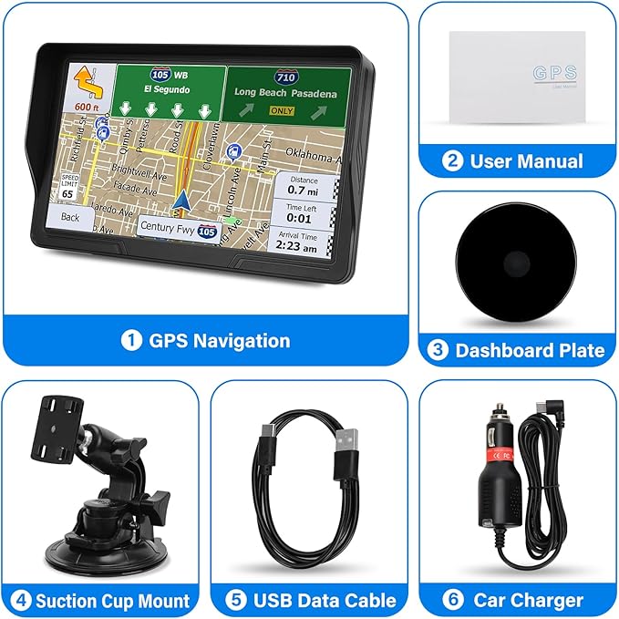 GPS Navigator for Car Truck RV, 9-Inch HD Touchscreen GPS for Car with 2026 Maps Free Lifetime Updates, Voice Turn-by-Turn Guidance, Speed & Red Light Camera Alerts, Custom Truck Routing