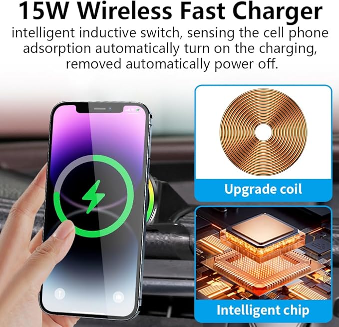 Car Magnetic Phone Mount for Toyota Highlander 2014 2015 2016 2017 2018 2019 Auto Interior Accessories Best Cellphone Holder Fast 15W Wireless Charger Cell Phones Charging Screen Stand Cradles