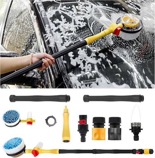 Ziciner Rotating Car Wash Brush, Automatically Foams Auto Wash Brush with Long Handle, High Pressure Washer Gun and Hose Nozzle Car Wash Kit for Cars, Yards, Gardens, Pets