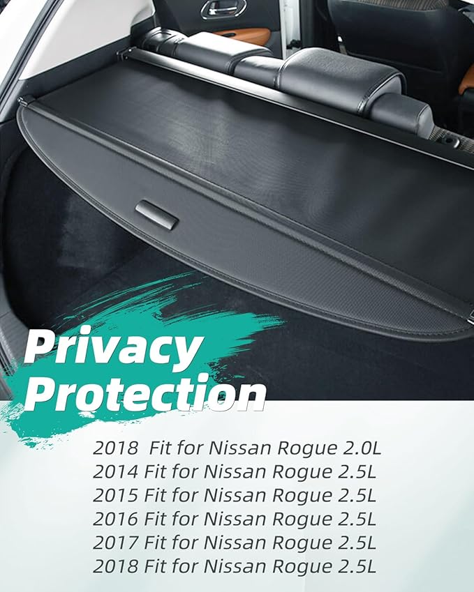SCITOO Retractable Rear Cargo Cover Shade 2014-2020 Fit for Nissan Rogue 2.5L Rear Trunk Retractable Security Shade Cover