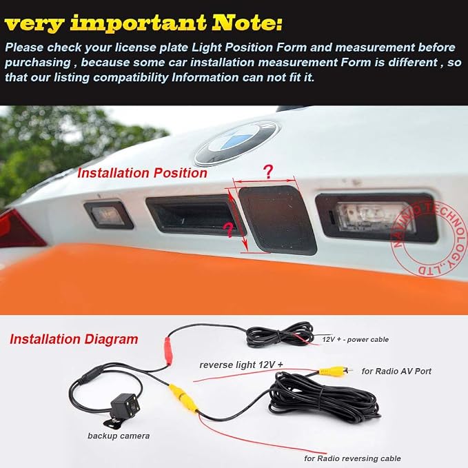 HD IP68 1280Pixels 170° Rear View Reversing Camera Compatible with BMW 118 328Li 120i 330 335 320i 330i 335i 520 523 530/X1 X5 X6 X318i/E39 E46 E53 E82 E88 E84 E90 E91 E92 E93 E60 E61 E70 E71 E72 M3