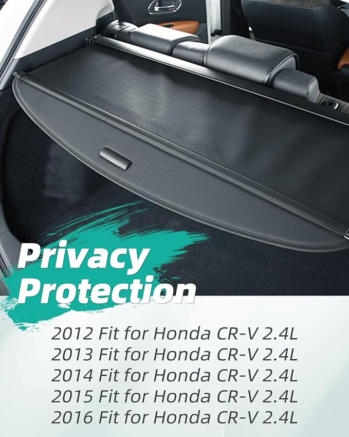 SCITOO Cargo Cover for 2012-2016 Fit for Honda CR-V 2.4L Retractable Rear Trunk Cargo Shade Luggage Security Cover Shielding Waterproof