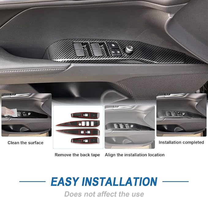 Carbon Fiber Window Lift Switch Panel Cover Compatible with Toyota Camry 2018-2024