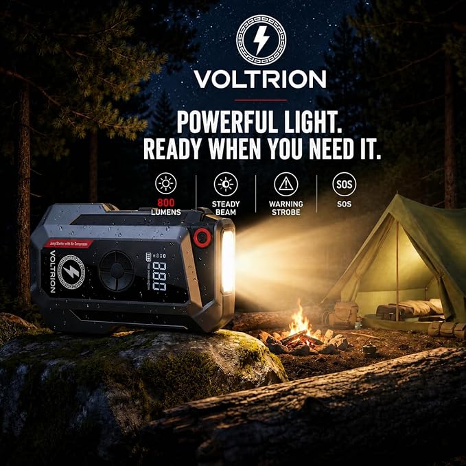 Jump Starter with Air Compressor, 1500A Car Battery Booster for 12V Gas and Diesel, Cars to Semi-Trucks, 150 PSI Digital Tire Inflator, 12000mAh Power Bank, LED Light, Portable Jump Box