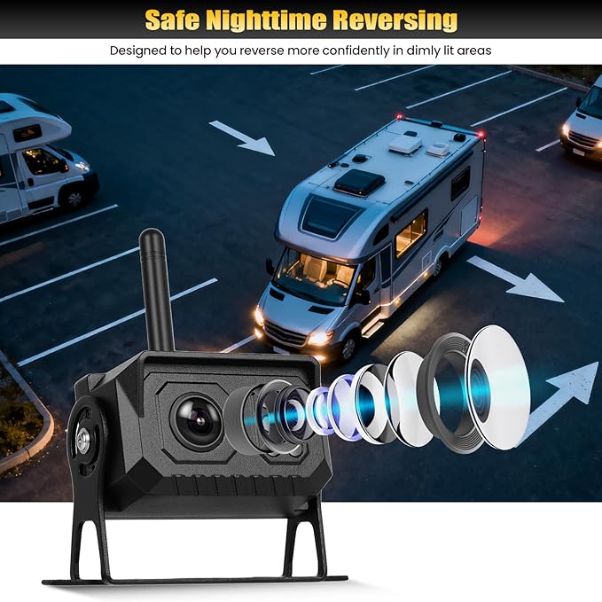 7 Inch Wireless Backup Camera for Car Truck Monitor Digital Signal Stable Front/Rear View Cameras Night Vision IP68 Waterproof for Truck/Car/Pickup/SUV/Tractors/Bus