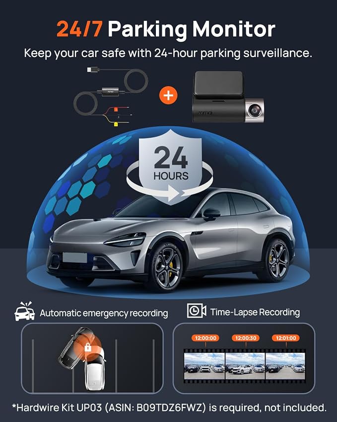70mai 2.7K Dash Cam Front A500S, 1944P Dash Camera for Cars with Sony IMX335, Dashcam Built-in WiFi GPS, Optional Rear Dashcam, ADAS, 2'' IPS LCD Screen, 24H Parking Mode, WDR, Super Night Vision