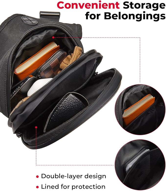 KEMIMOTO Motorcycle Magnetic Tank Bag, EVA Hard Shell Thigh and Drop Leg Bag, Motorcycle Waist Pack for Men and Women, Ideal for Cycling, Hiking and Running, 12L, Black