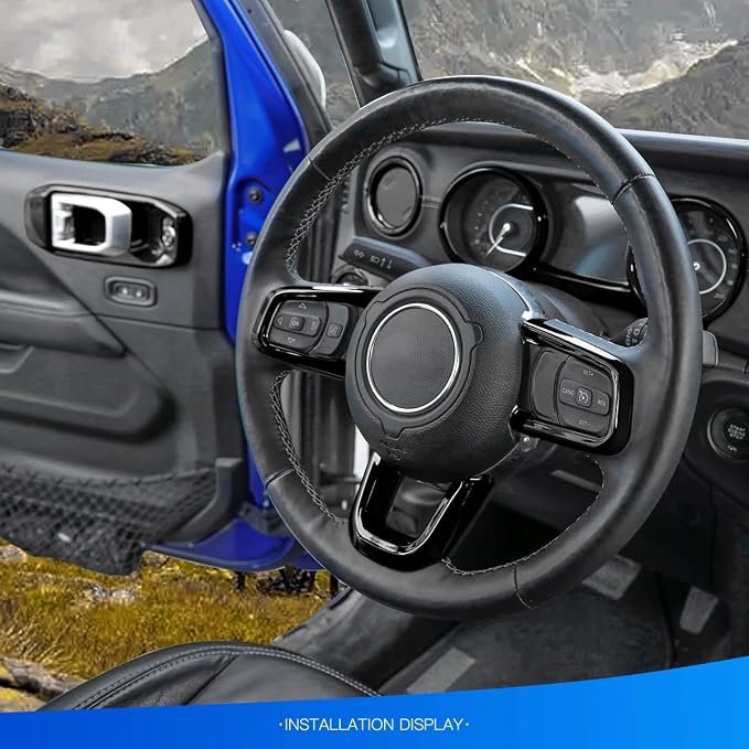 Barong for Jeep Wrangler JL JLU Gladiator JT 2018-2023 Interior Accessories Decoration Steering Wheel Gear Cup Holder Door Panel AC Air Vent Reading Light Cover 23PCS Full Set (Black)