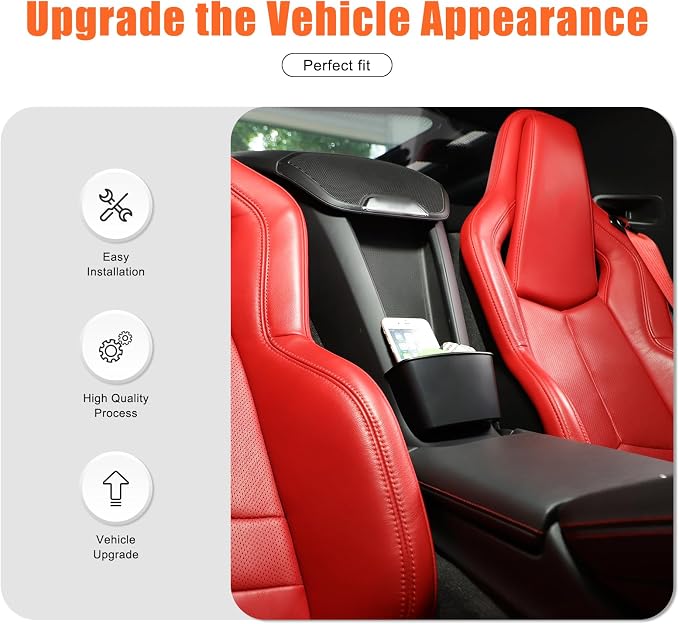CHEAYAR Rear Waterfall Storage Box Compatible with Chevrolet Corvette C8 2020-2026, Car Center Console Seat Pocket Storage Box Organizer Extension Insert Accessories