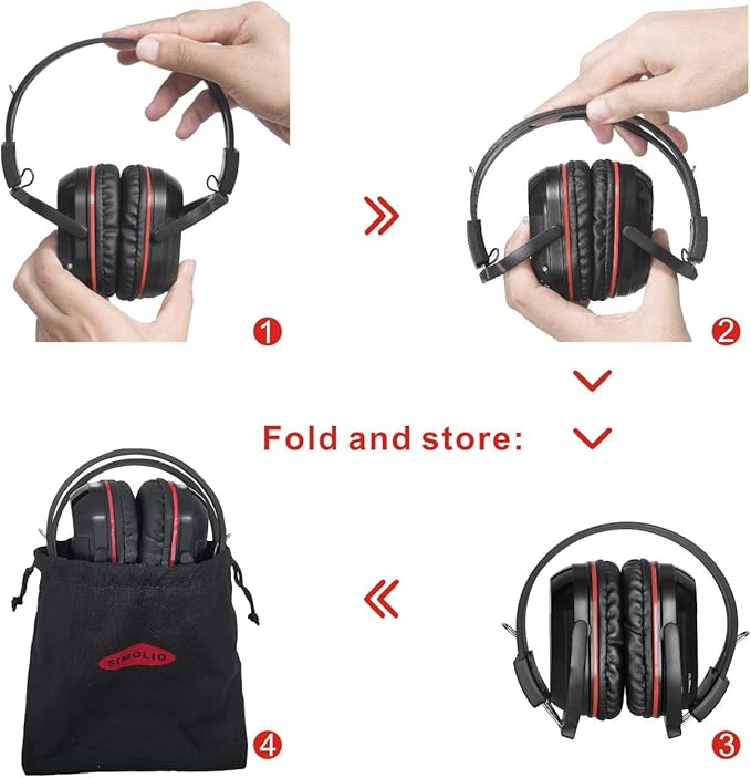 SIMOLIO 2 Pack IR Wireless Headphones for in Car TV Video Audio Listening, Not Bluetooth, 2 Channel Car DVD Headphones for Kids, Universal Infrared Headsets for Headrest Video System, AUX Cord