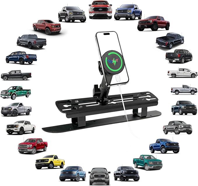 2025 F150 Ra Port Magnetic Phone Mount Compatible with 2024 2025 2026 Ford F150 Truck Accessories Metal Cell Phone Holder Dash Platform Mount