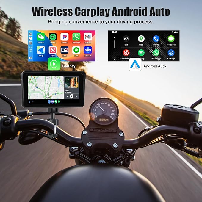 SIXWIN Wireless Motorcycle CarPlay Android Auto 6 Inch Car Play Moto Support TPMS Bluetooth IP68 Waterproof for Motorbike GPS Navigation,Siri,Google Assistant
