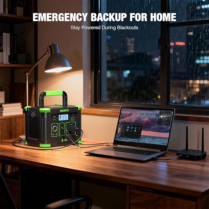 EBL Portable Power Station 300W 288.6Wh Solar Generator with 330W AC Outlet, SOS LED Light, Wireless/DC/USB-C Charging Backup Battery for Camping, Outdoor, Home Blackout, RV Travel
