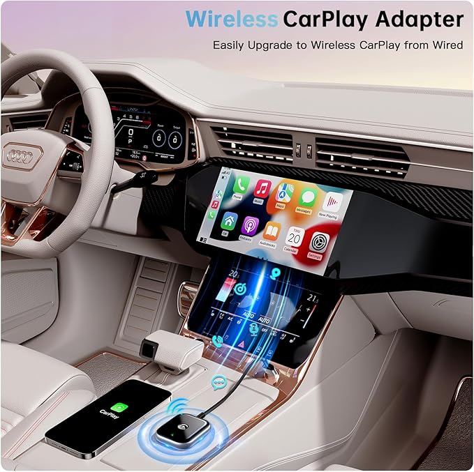 Wireless CarPlay Adapter for Apple CarPlay, Easy to Upgrade Wired CarPlay to Wireless, Instant Connectivity, Super Mini Car Play Dongle for iPhone Fit for Cars with Built-in CarPlay (Black)