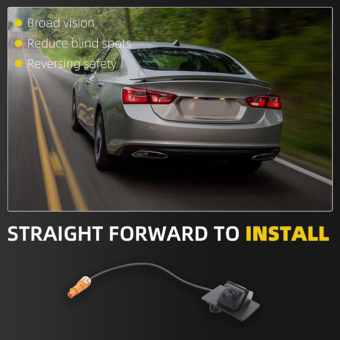 Dasbecan Backup Rear View Camera with Bracket Compatible with Chevrolet Malibu 2023-2024 1.5L 4Cyl, Reverse Parking Assist, Backup Camera Installation Monitor Systems Replaces# 84543080