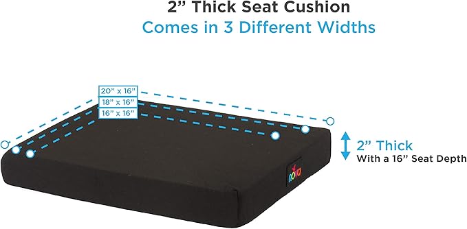 Nova Gel & Memory Foam Seat & Wheelchair Cushion in 8 Sizes (from 16” X 16” to 18” X 24” Extra Wide), Comfortable & Durable Everyday Seat Cushion with Removable Water Resistant Cover, 2” or 3” Thick