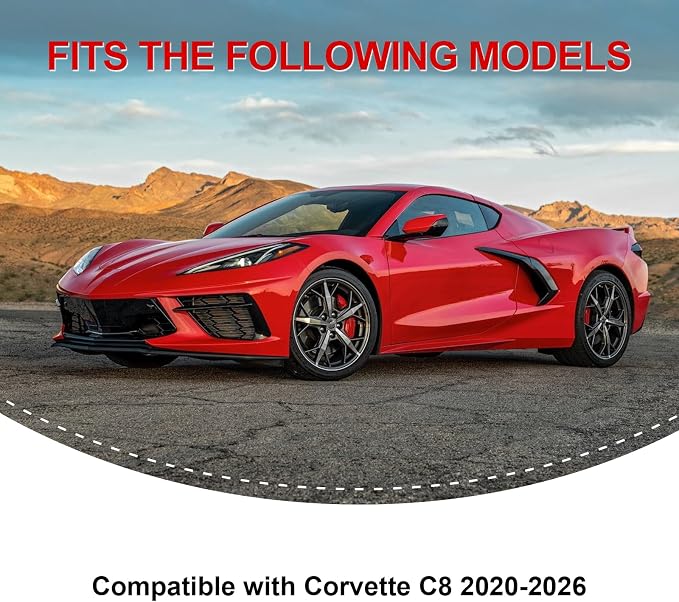Real Carbon Fiber Mirror Cover Trim Compatible with Corvette C8 2020-2026, Side Rearview Mirror Cap Trim, Exterior Decor Sticker Accessories