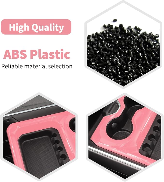 RT-TCZ for Dodge RAM Pink Center Console Cup Holder Panel Trim Cover for Dodge RAM 2018 2019 2020 2021 2022 2023 Pink Interior Accessories