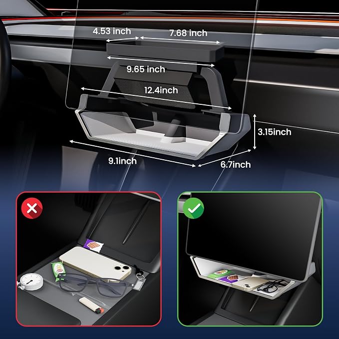 Upgrade for Model Y Juniper & Model Y L Under Screen Storage Organizer 2025-2026, Model 3 Highland Center Console Organizer 2024-2026 Model Y Accessories with Behind Screen Tray,White